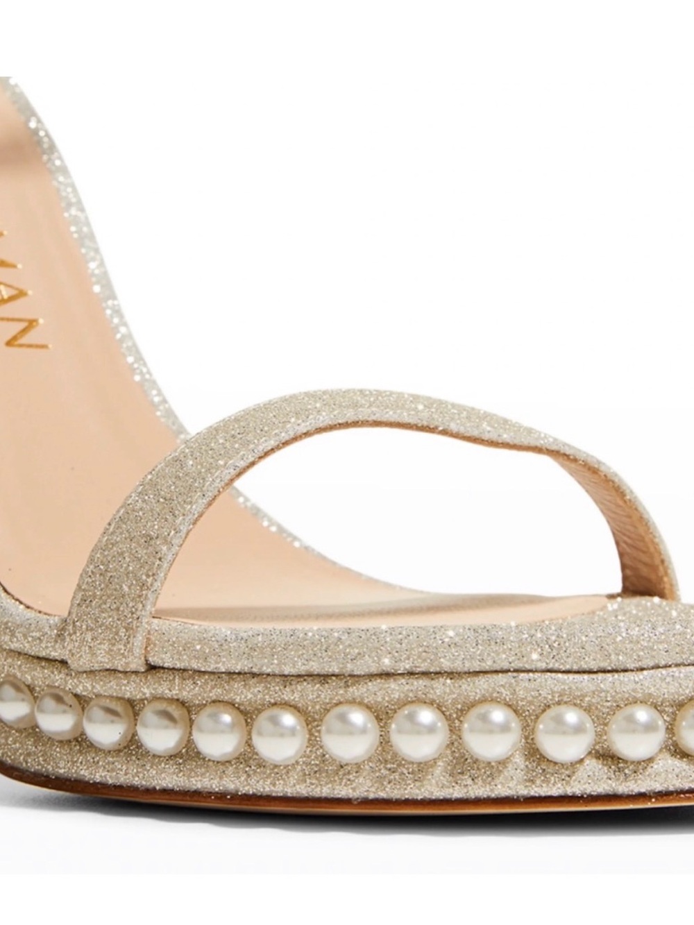 Stuart Weitzman Nudistdisco
Pearl Platform Sandals Fig-Fine Glitter Sz 8.5 NIB - Picture 3 of 7